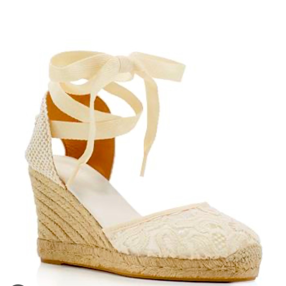 Soludos NEW women’s size 8, ivory lace, tall wedge espadrilles.